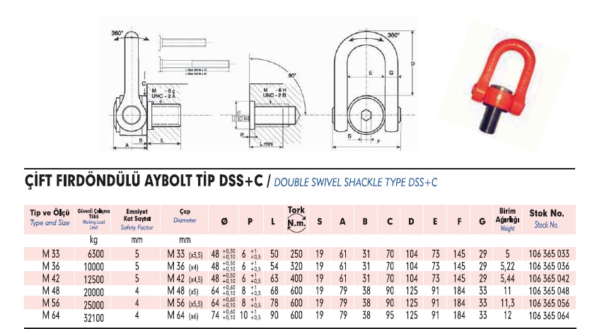 2,5 Ton Fırdöndülü Erke Aybolt Teknik Özellikleri