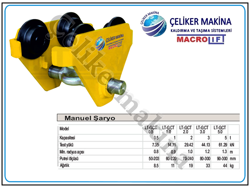 2 Ton Manuel Ayarlanabilir Şaryo Teknik Özellikleri
